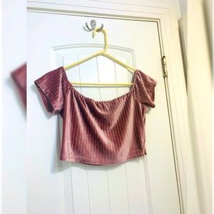 Pink and silver glittery crop top.